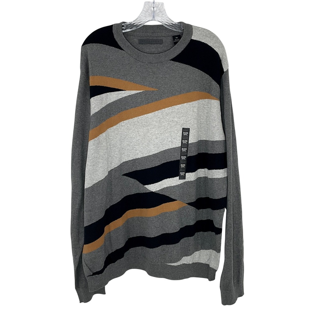 Sean‎ John Sweater Mens 2XL Striped Multicolor 100% Cotton Pullover Streetweater
